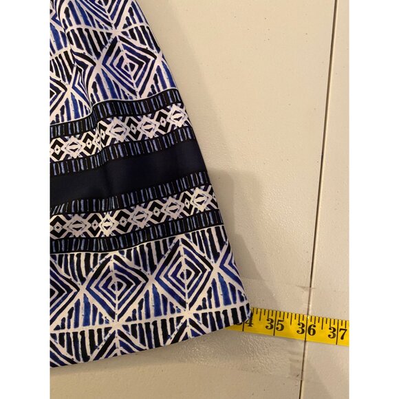 Vince Camuto Dress Geometric Print Fit & Flare Sleeveless Blue White Size 4 - Picture 12 of 12
